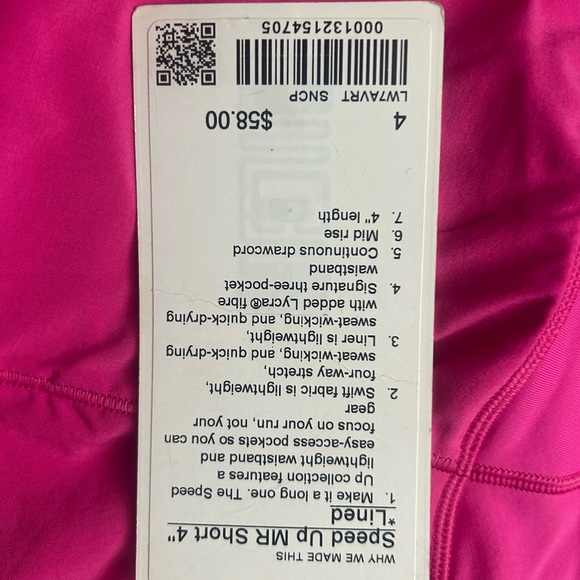 NWT Lululemon Speed Up MR Short 4” Sonic Pink - Picture 5 of 5